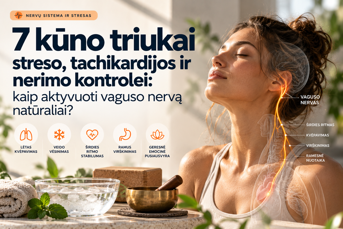 7 kūno triukai streso, tachikardijos ir nerimo kontrolei: kaip aktyvuoti vaguso nervą natūraliai?