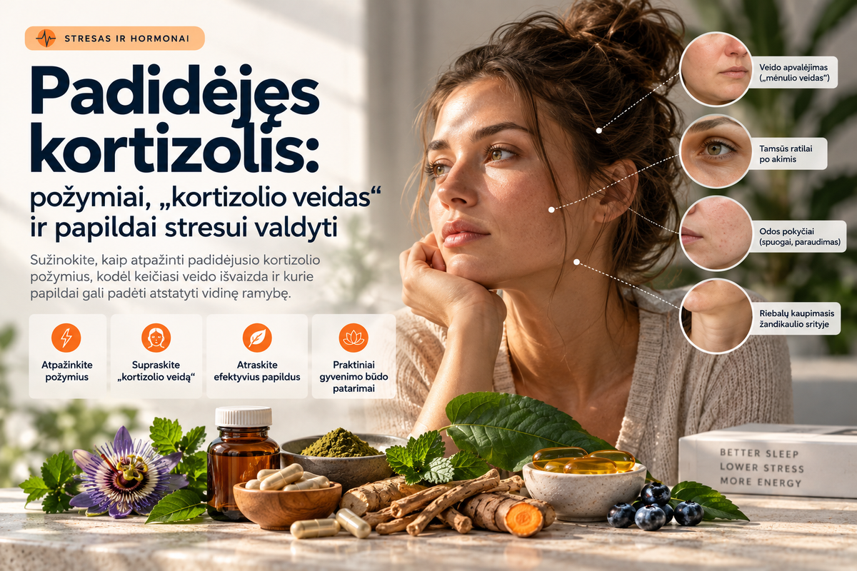Padidėjęs kortizolis: požymiai, „kortizolio veidas“ ir geriausi papildai streso hormonui mažinti