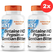 2xDoctor's Best Betaine HCl Pepsin & Gentian Bitters - 120 caps
