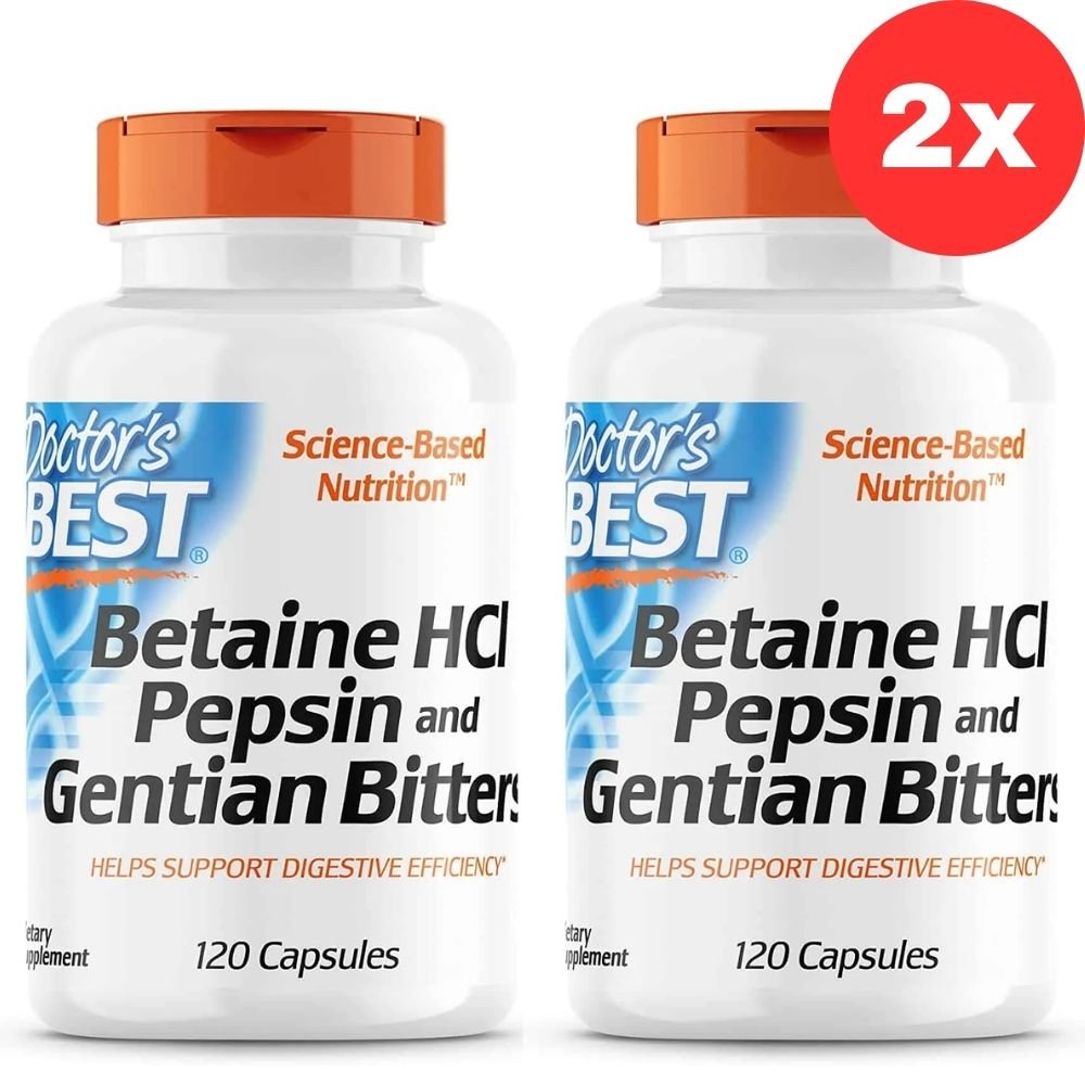 2xDoctor's Best Betaine HCl Pepsin & Gentian Bitters - 120 caps