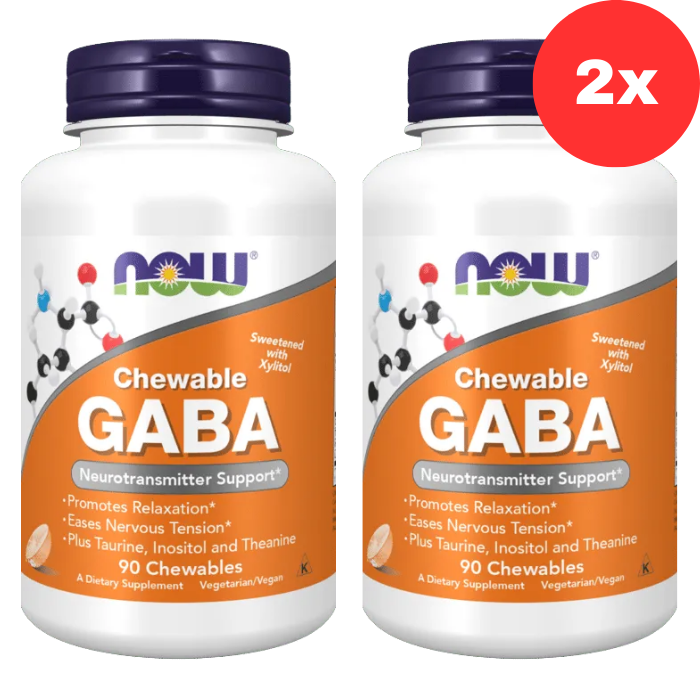 2xNOW Foods Жевательные таблетки Gaba с таурином, инозитолом и L-теанином – 90 жевательных таблеток