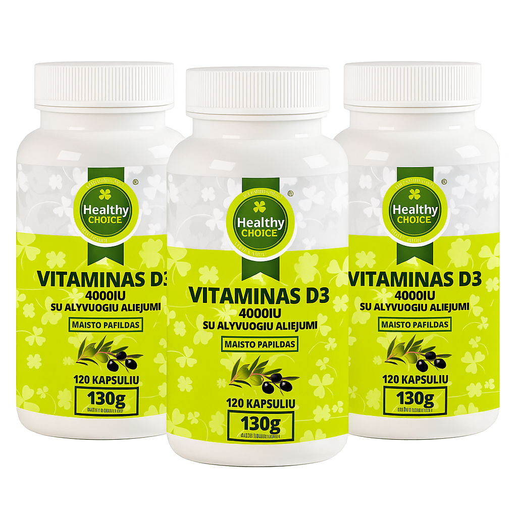 3x Healthy Choice vitamīns D3 4000SV 120 kaps