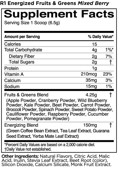 Rule One Energized Fruits & Greens, Mixed Berry - 163 grams composition