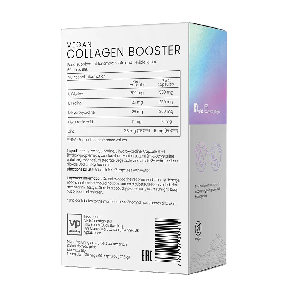 Composition of VP Laboratory Vegan Collagen Booster - 60 Capsules