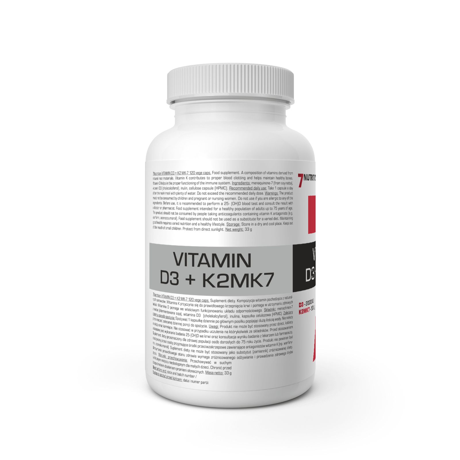 7 Nutrition Vitaminas D3 + K2 Mk7 120kaps. vartojimas