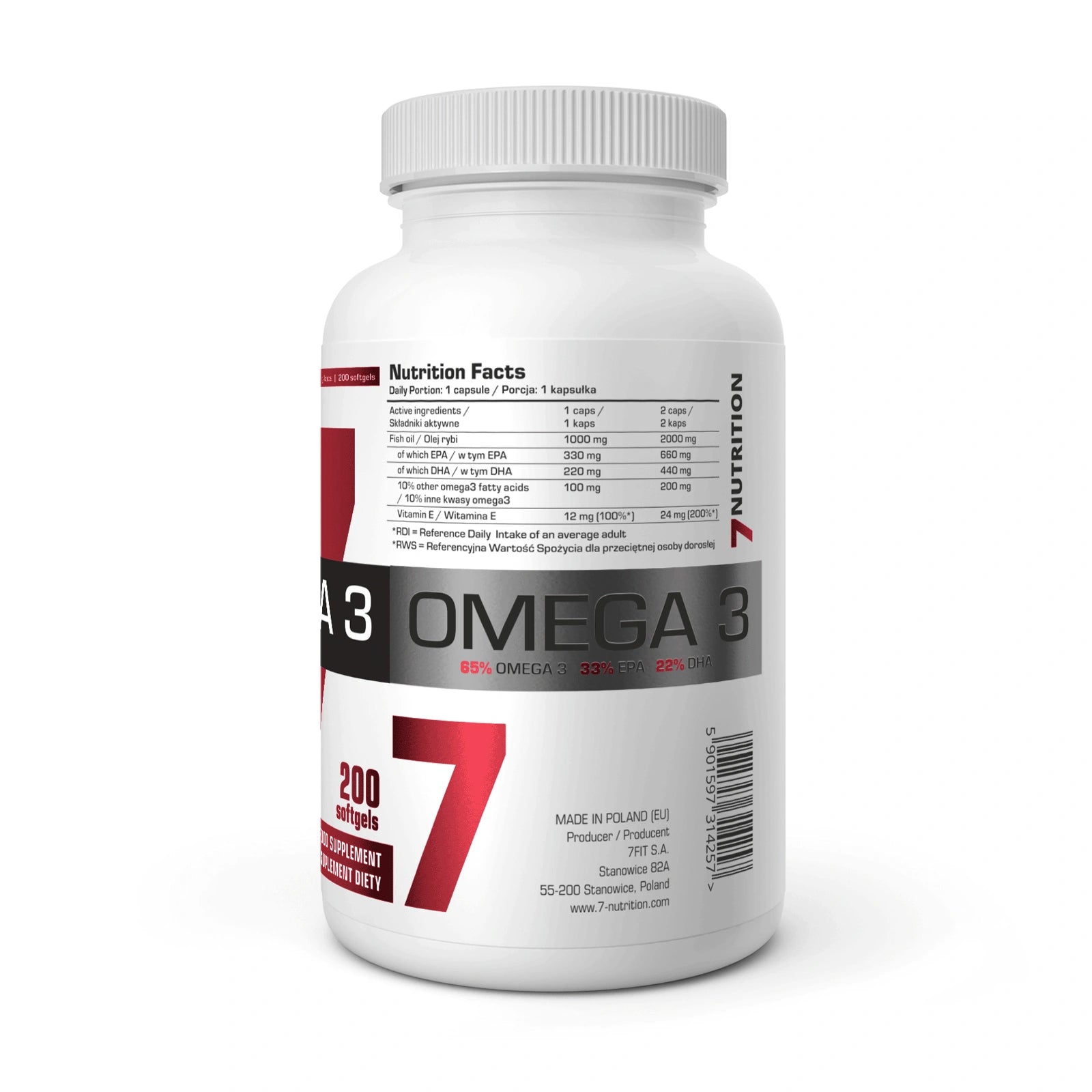 7NUTRITION Omega-3 65% 1000 mg – 200 Softgels