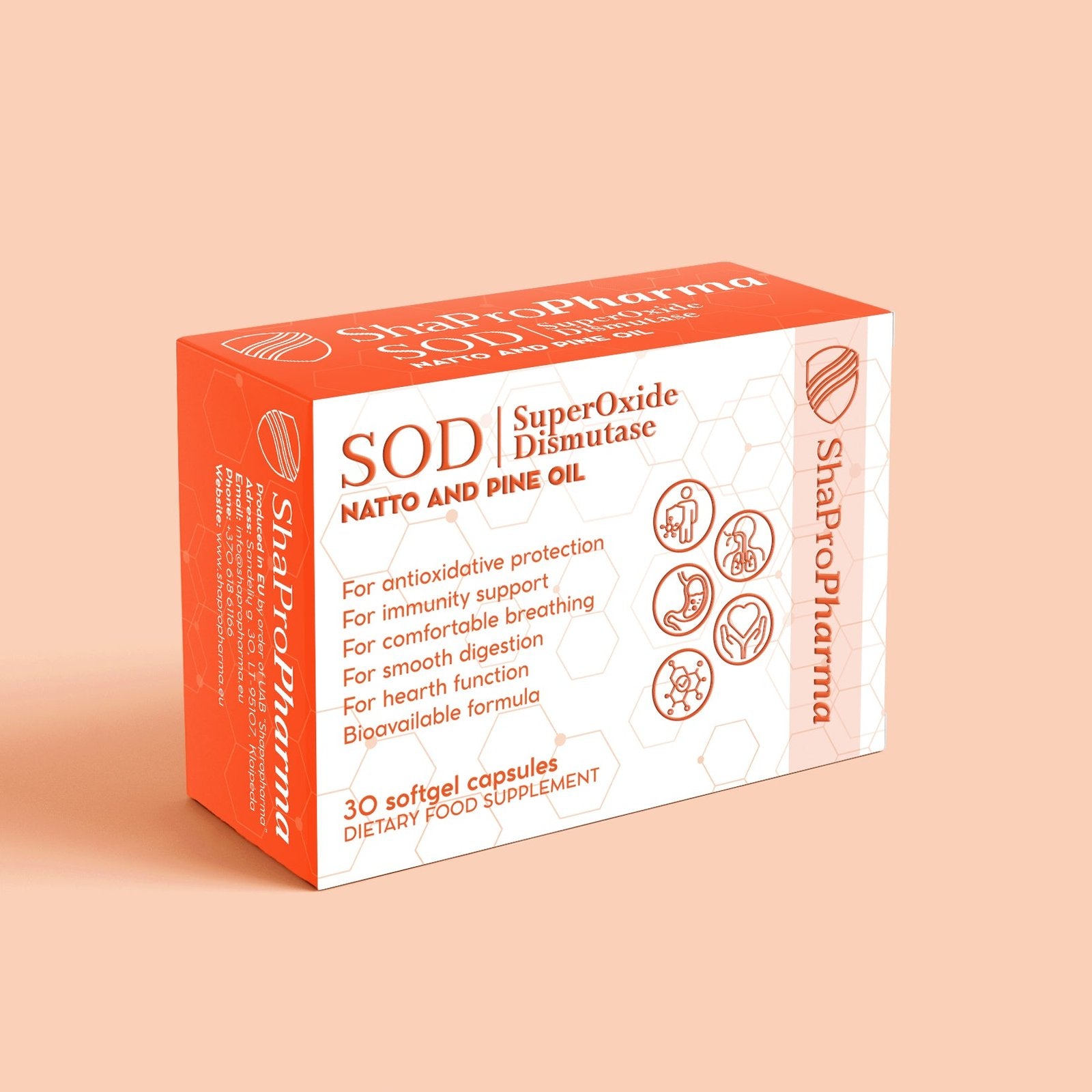 Shapropharma SOD (Superoksīda dismutāze + Natto + parastā priede) 30 kapsulu cena