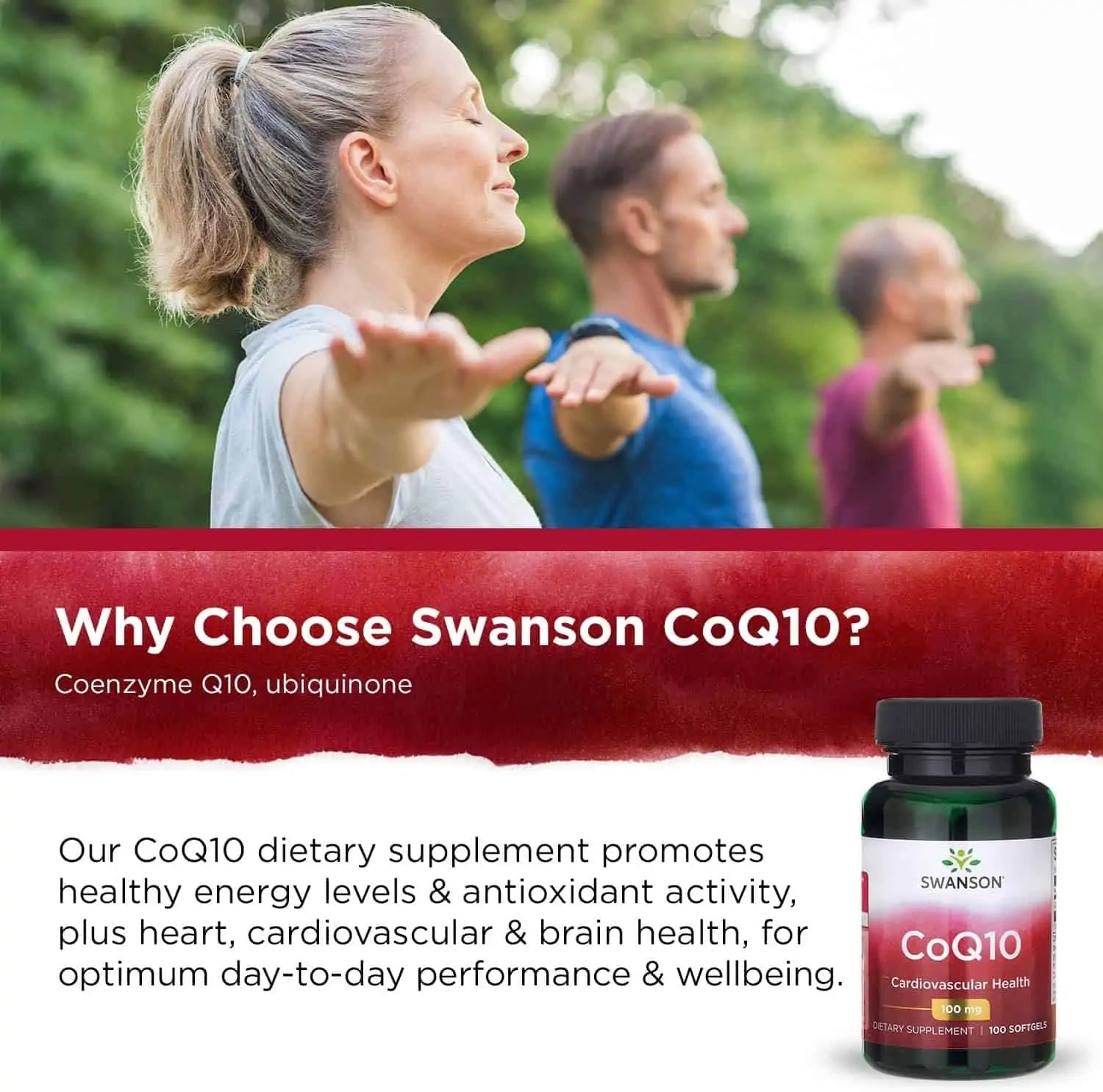 Swanson CoQ10 100mg 100 softgels reklāmkarogs