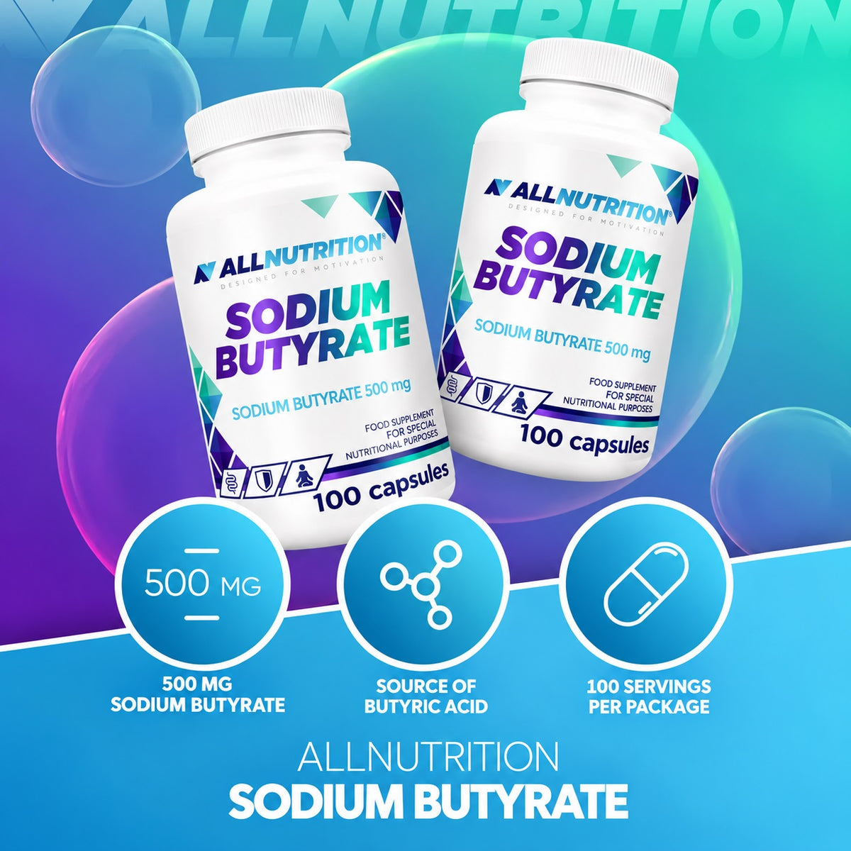 Allnutrition Sodium Butyrate 500 mg, 100 capsules