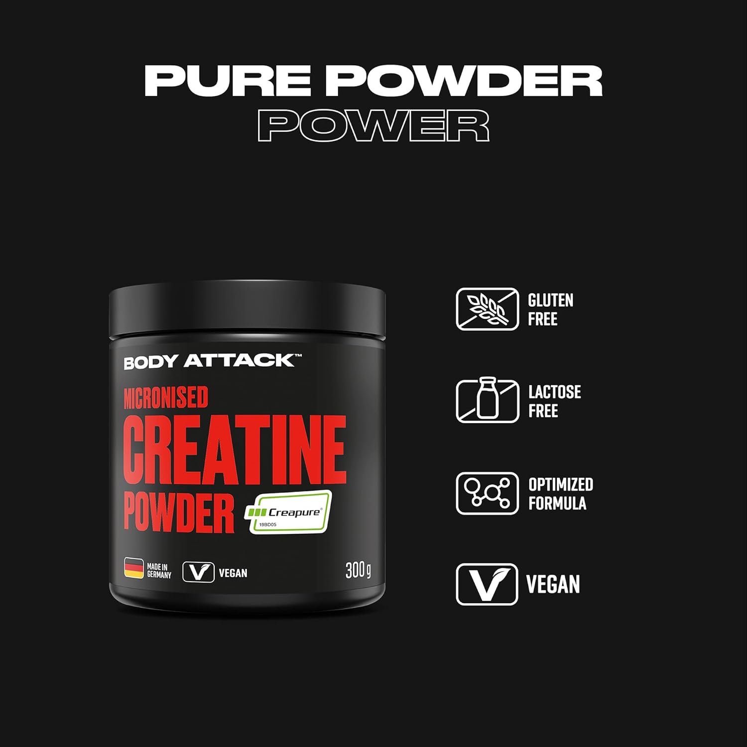 BODY ATTACK Creatine Powder Creapure® – 300 g