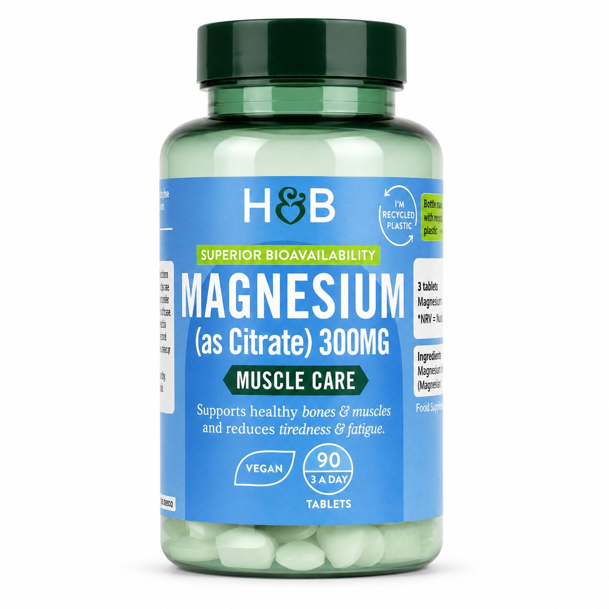 Holland & Barrett pulveris magnija citrāts, 375 mg - 200 grami