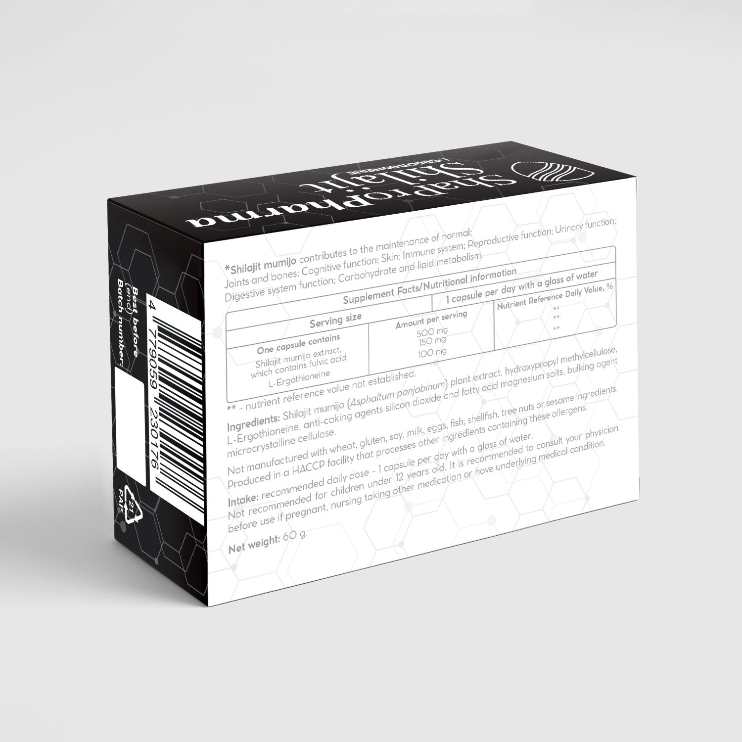 Shapropharma Shilajit L-эрготионеин 60 вегетарианских капсул
