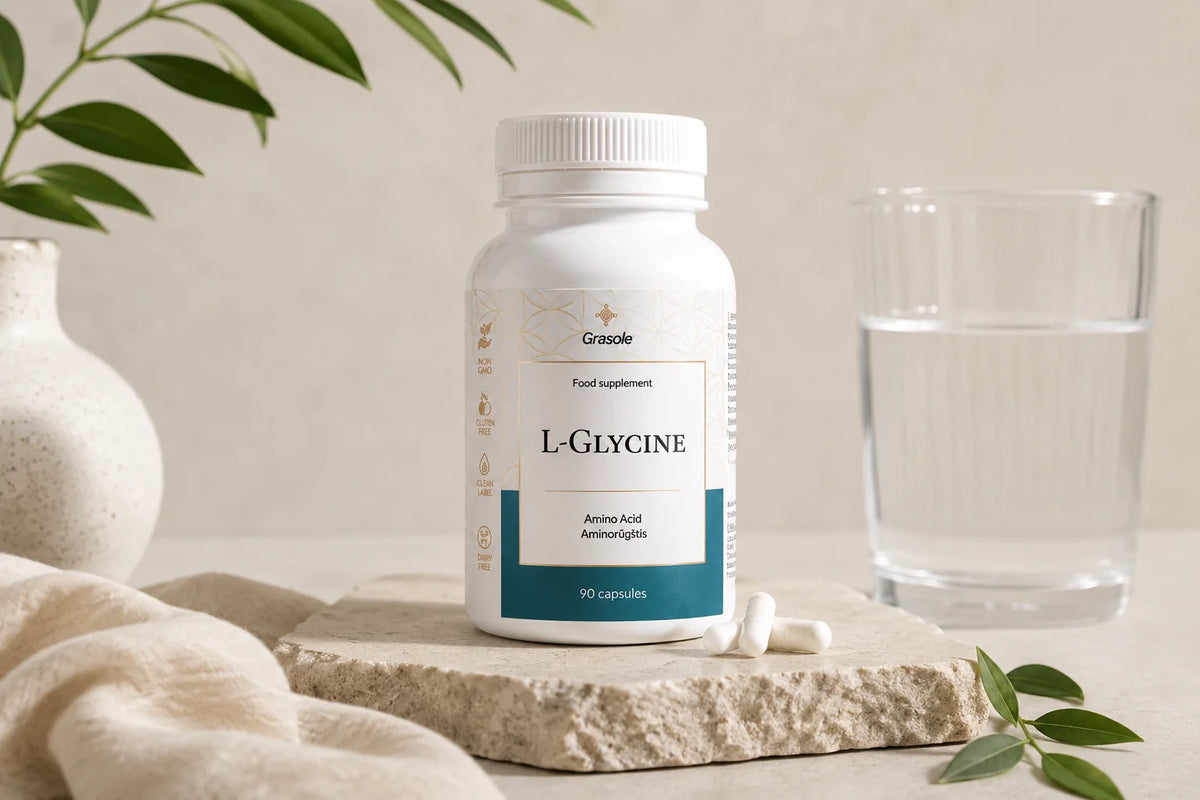 Grasole L-GLYCINE – Maisto papildas, 90 kaps.