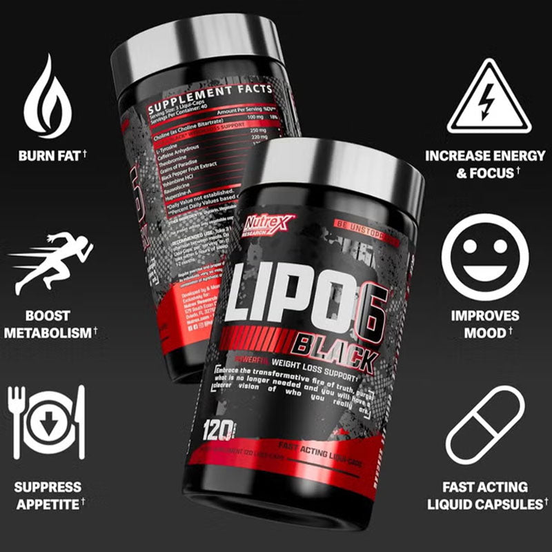 Nutrex Lipo-6 BLACK Weight Loss Support 120 šķidruma vāciņi