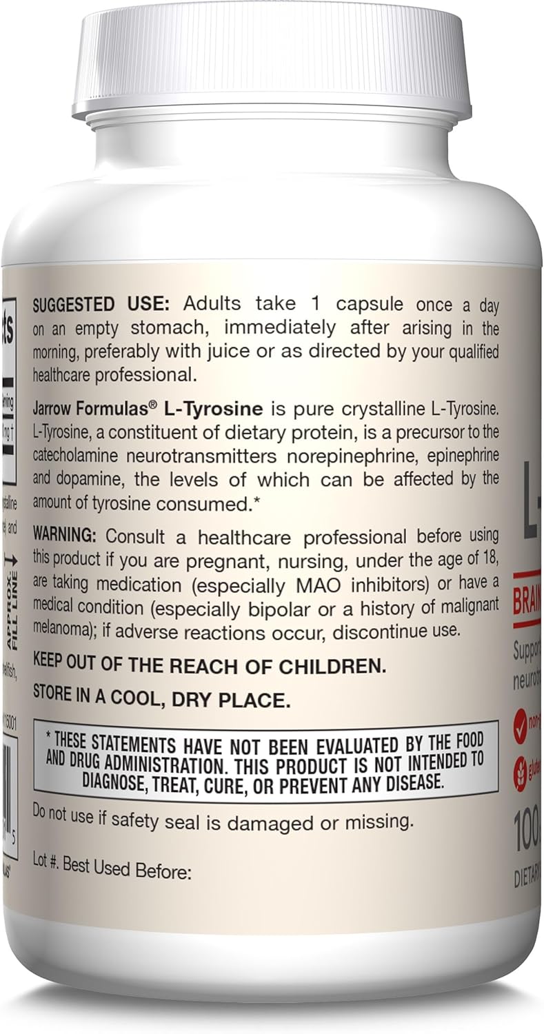 Jarrow Formulas L-Tyrosine, 500mg - 100 kapsulių