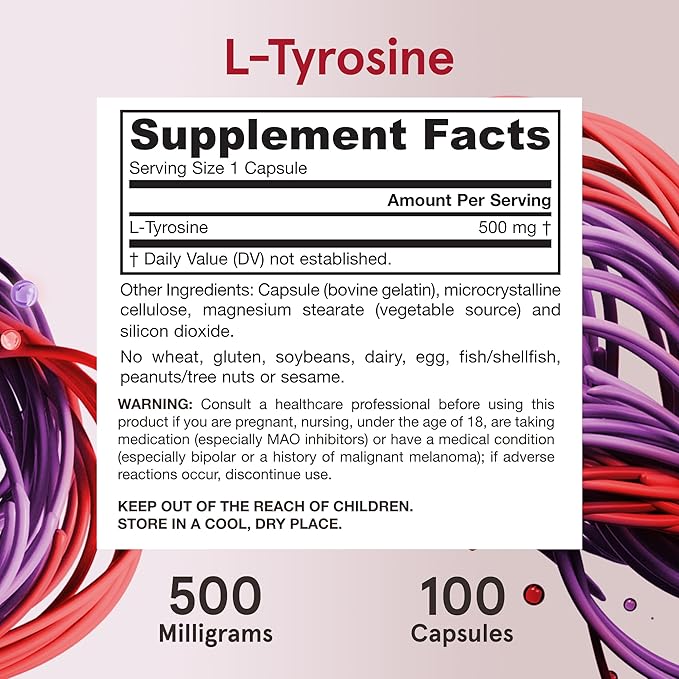 Jarrow Formulas L-Tyrosine, 500mg - 100 kapsulių