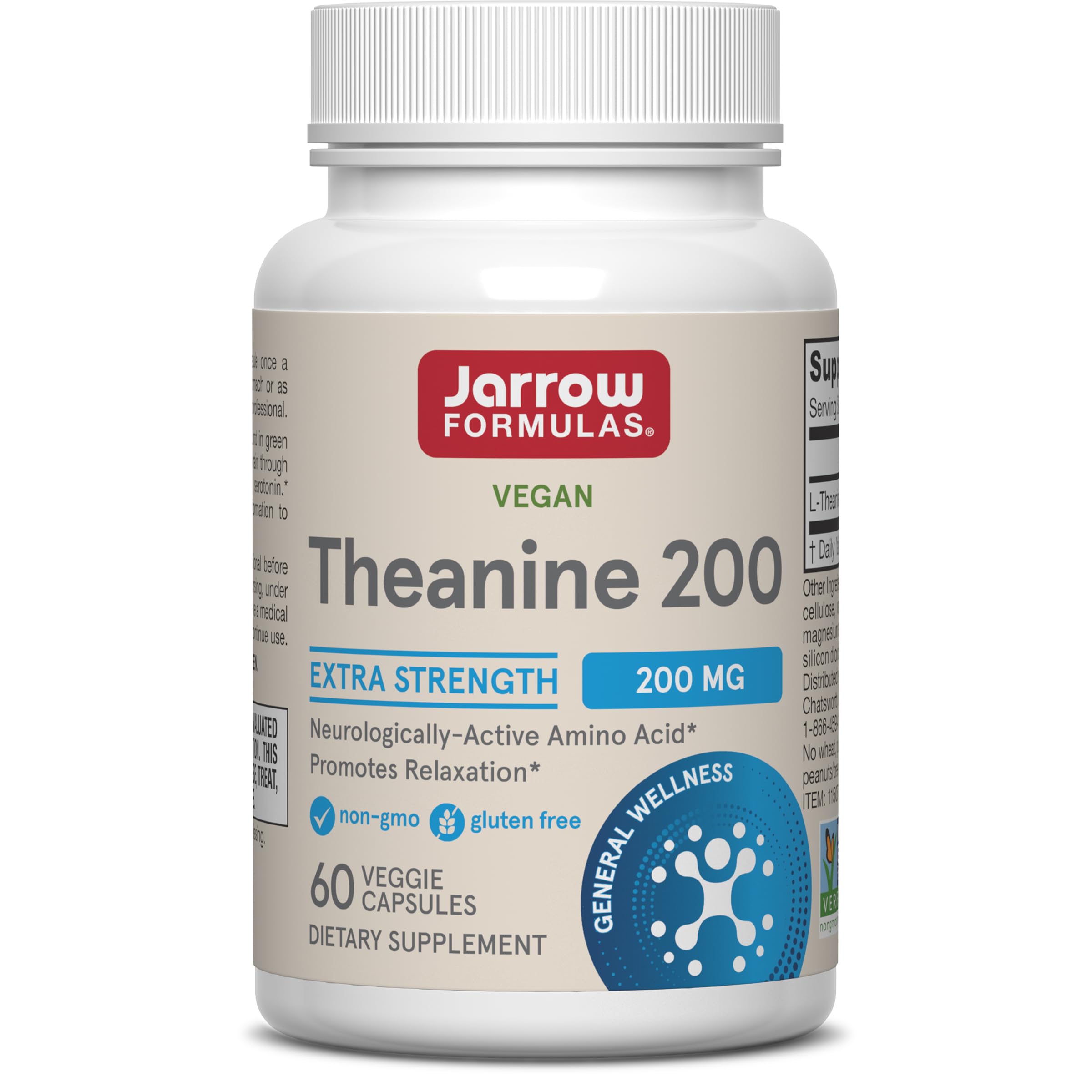 Jarrow Formulas Theanine, 200 мг - 60 растительных капсул