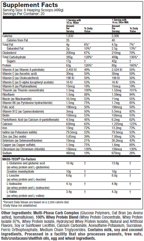 MuscleTech, Mass Tech™ Extreme 2000, 2720 grams