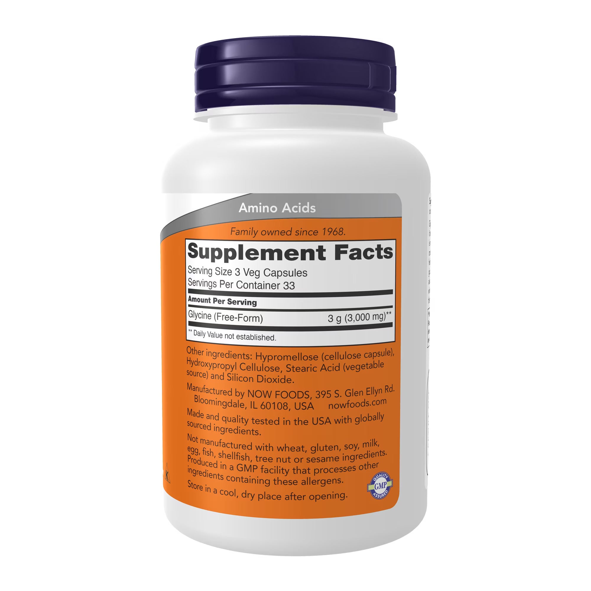 NOW Foods Glycine, 1000mg - 100 vcaps