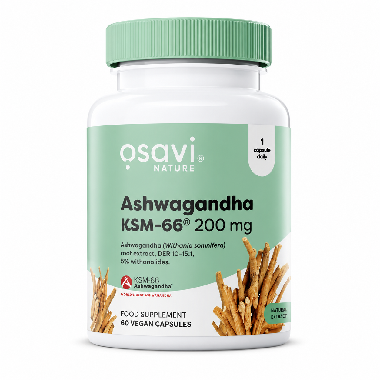 1+1 Osavi Ashwagandha KSM-66® – 200 mg, 60 Vegan Capsules