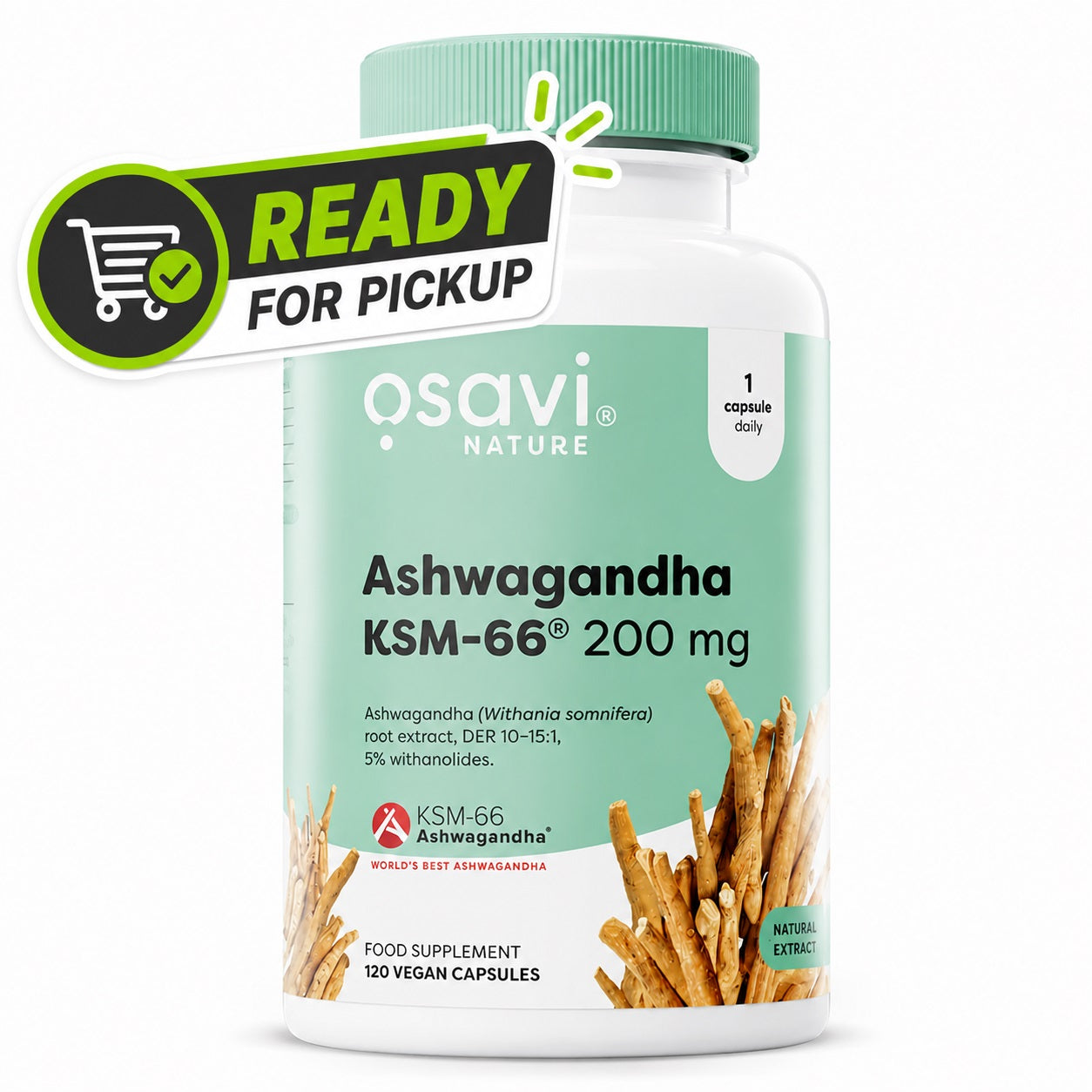 Osavi Ashwagandha KSM-66, 200 мг - 120 веганских капсул