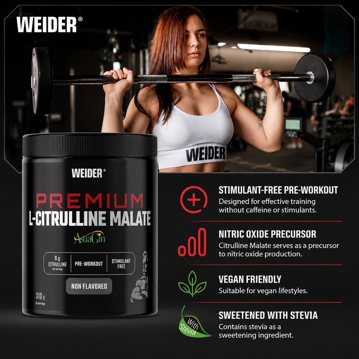 Weider Premium L-Citrulline Malate, Non Flavored – 310 g