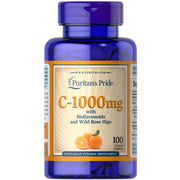 Puritan's Pride vitamīna C-1000 mg komplekss ar bioflavonoīdiem un rožu gurniem, 100 apvalkotās kapsulas
