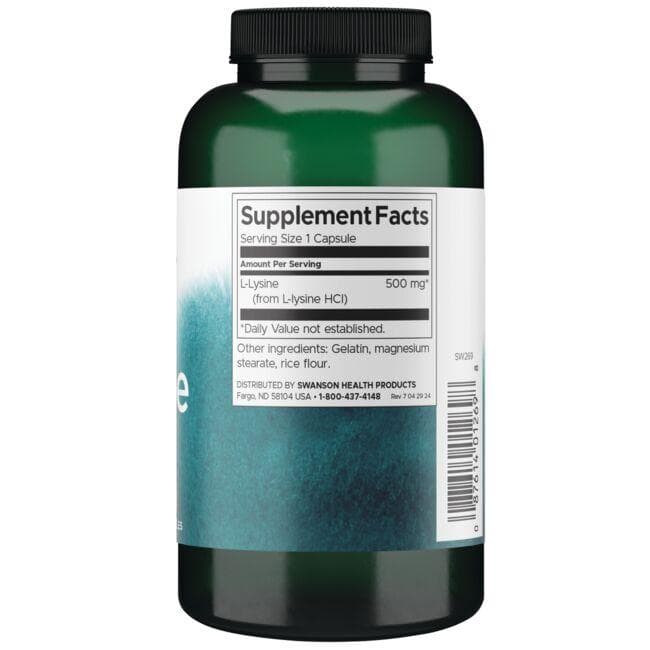 Swanson L-Lysine Stress Support 500mg Free Form 300 capsules