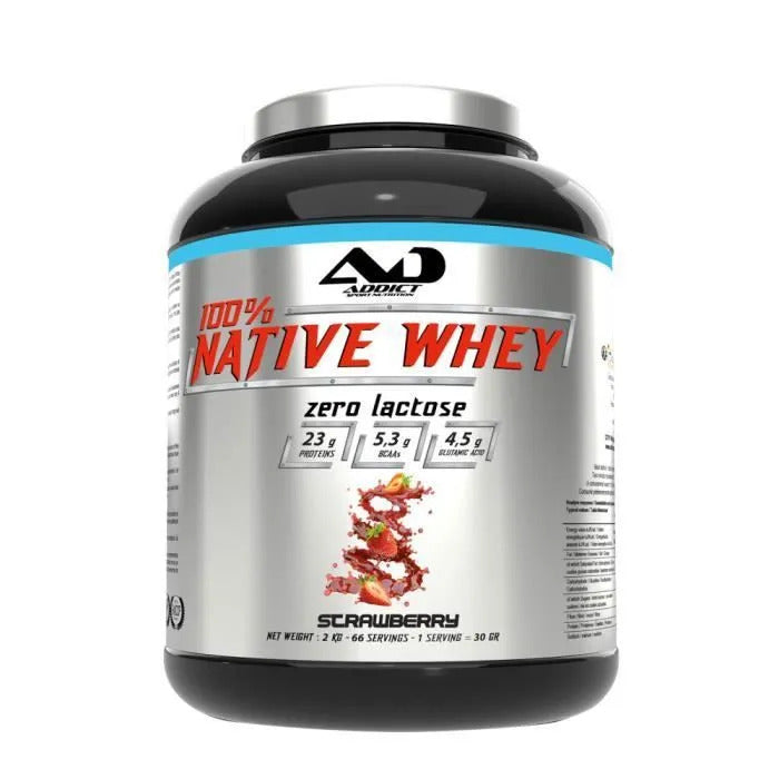 Addict Sport Nutrition 100 Native Whey Zero Lactose - 2000 grams strawberry