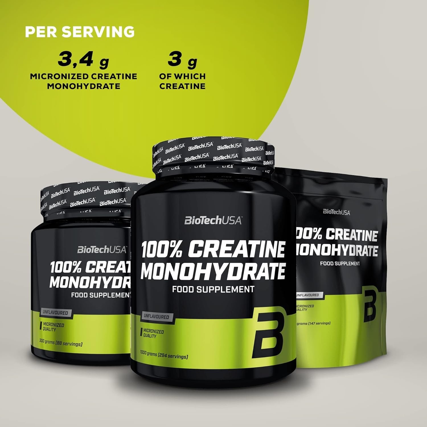 Biotech USA 100% Creatine Monohydrate 300 g.- Creatine packs