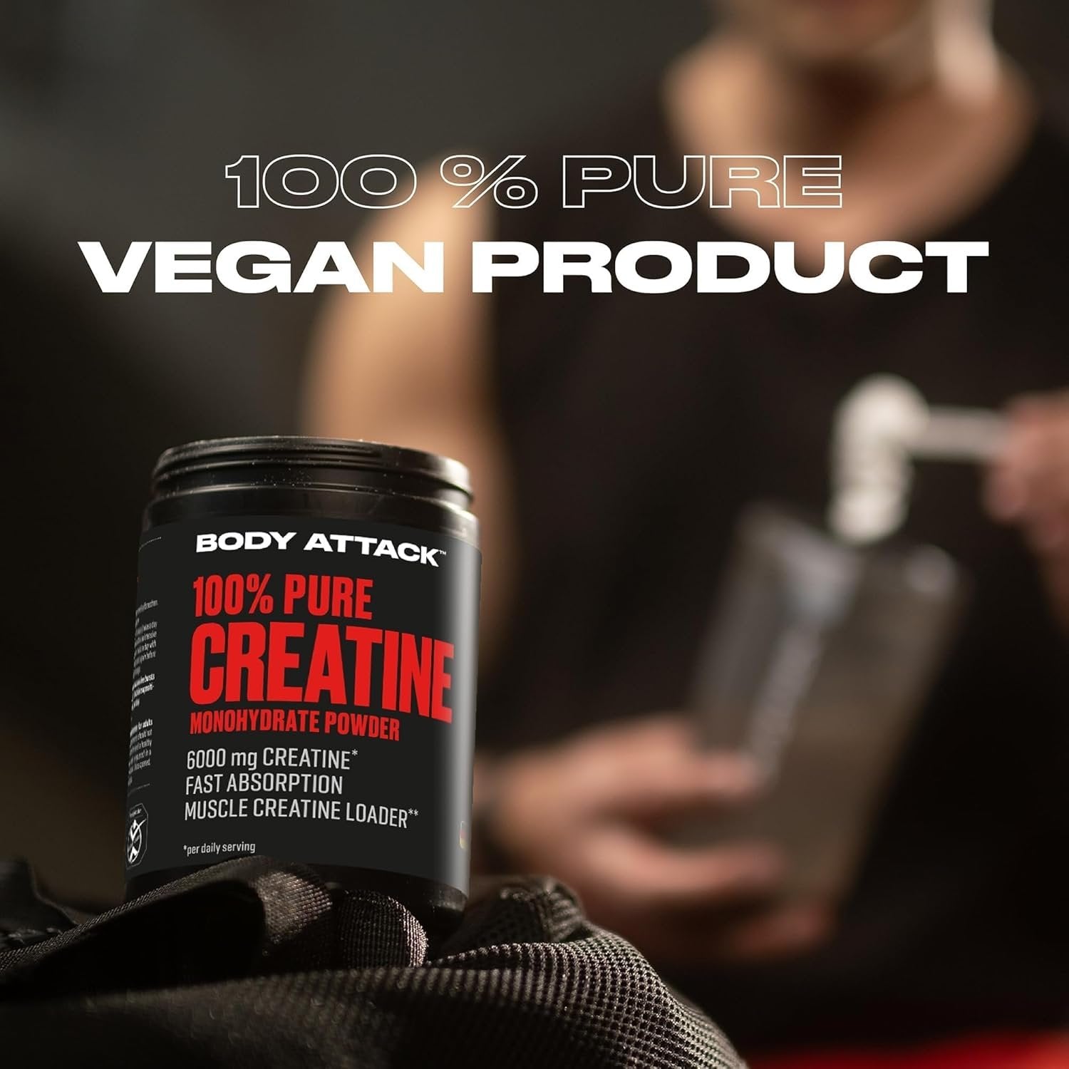 BODY ATTACK 100% Pure Creatine - 500g - Natural, vegan
