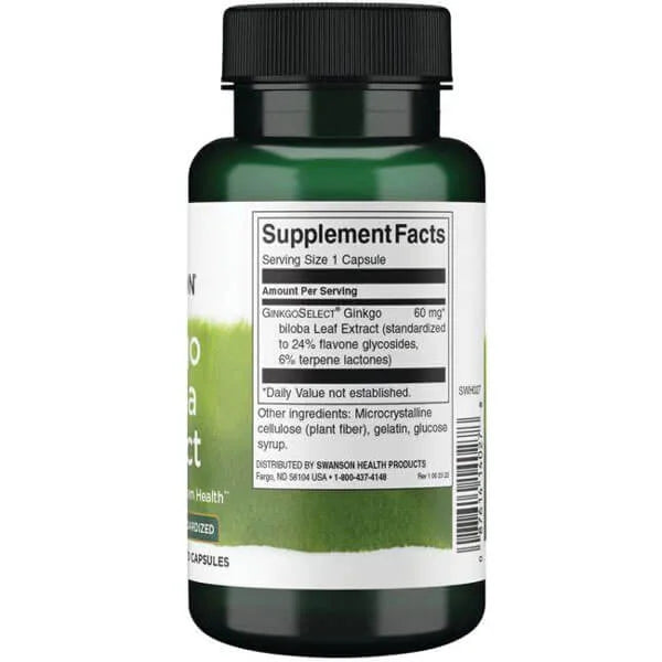 SWANSON Ginkgo Biloba Standardized extract 60mg - 120 capsules price composition