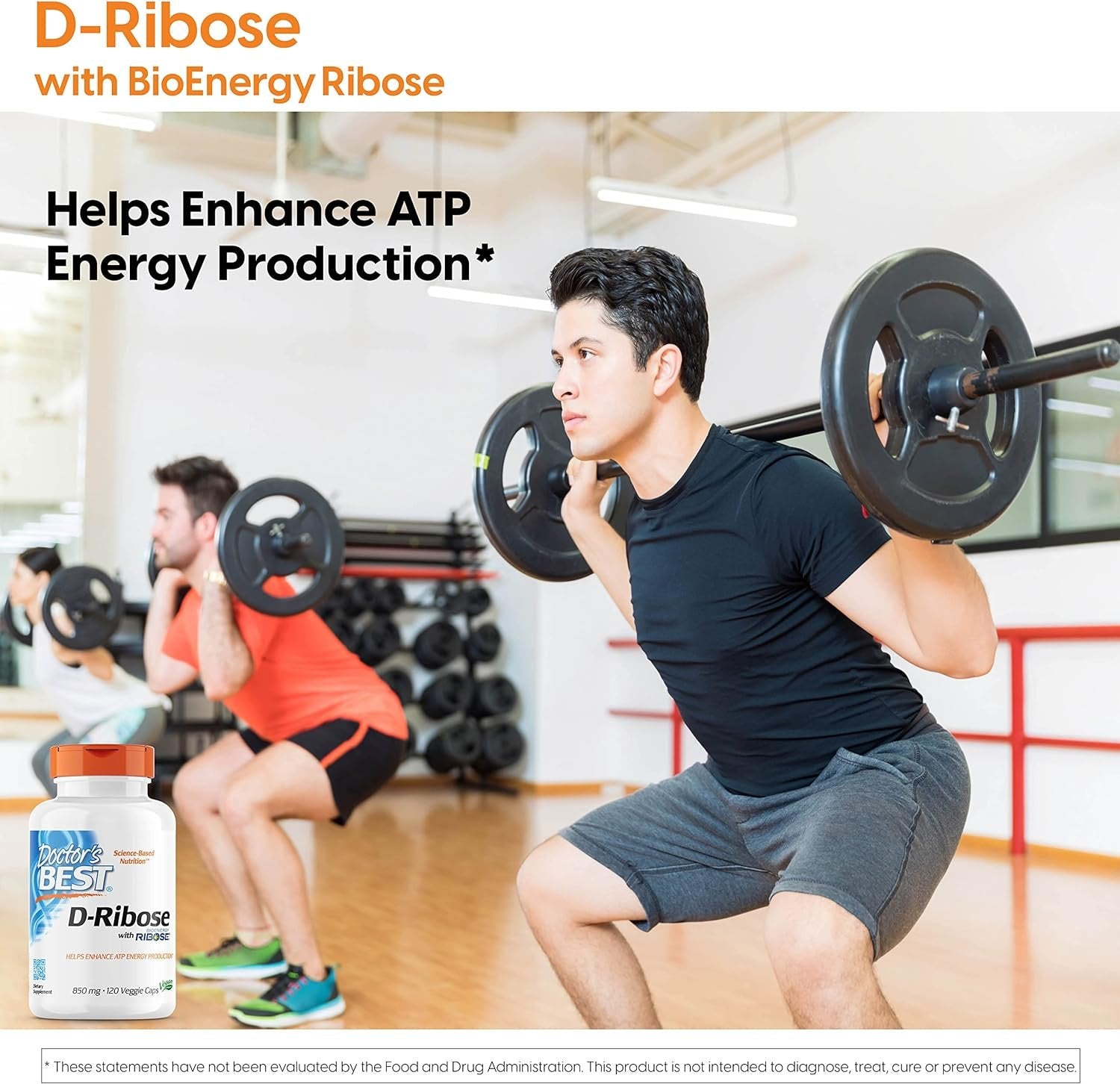 Doctor's Best D-Ribose, 850mg - 120 vcaps for men