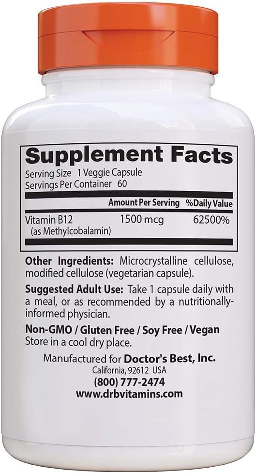 Doctor's Best Fully Active B12 1500 mcg 60 caps composition