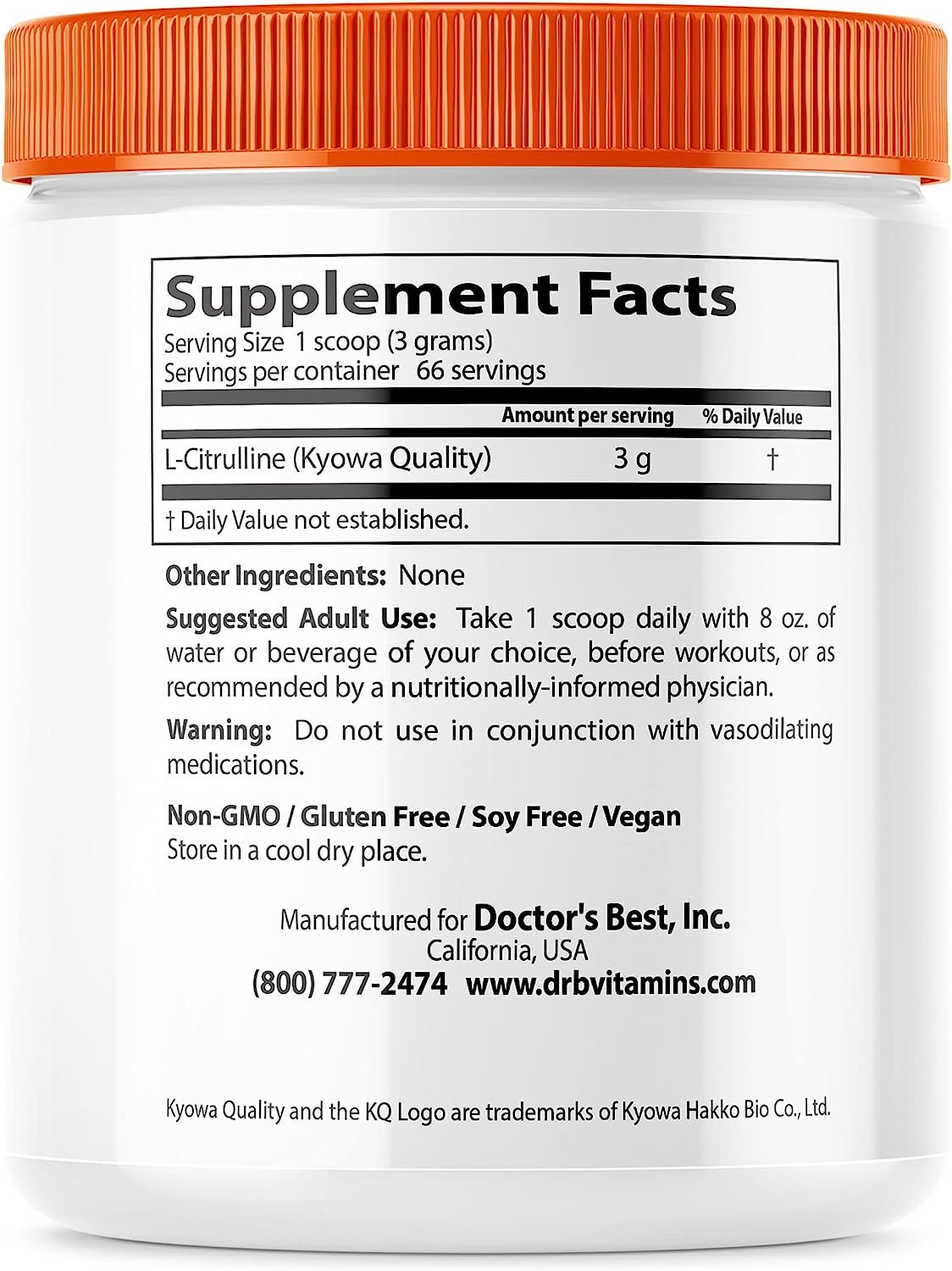 Doctor's Best L-Citrulline Powder - 200 grams sudetis