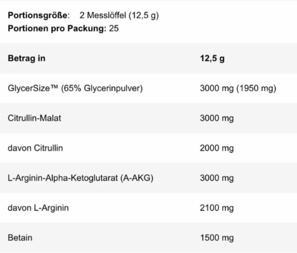 FA Levrone On Stage Pump 313g ličī sastāvs