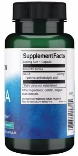 Composition of GABA 500MG N100
