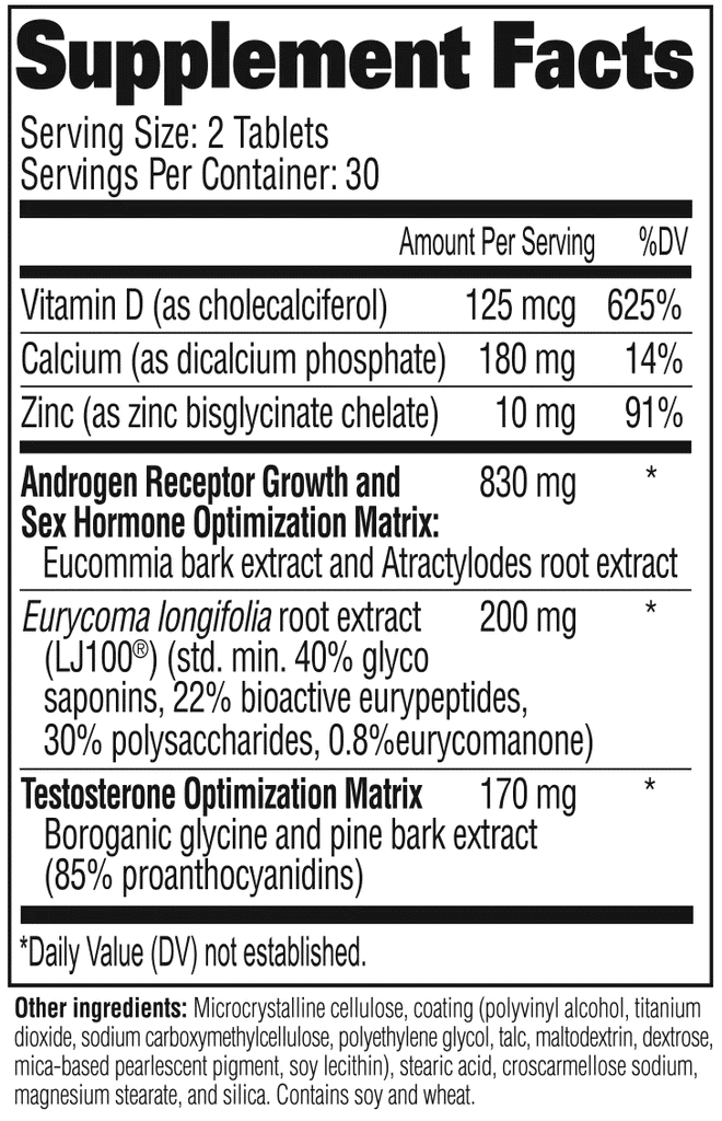 gat testrol platinum supp facts