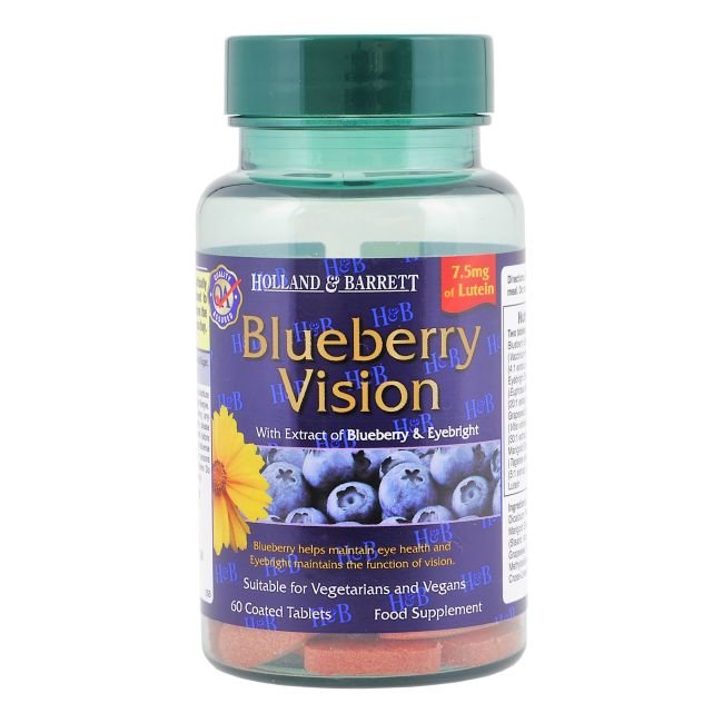 Holland & Barrett Blueberry Vision cena - 60 tabletes