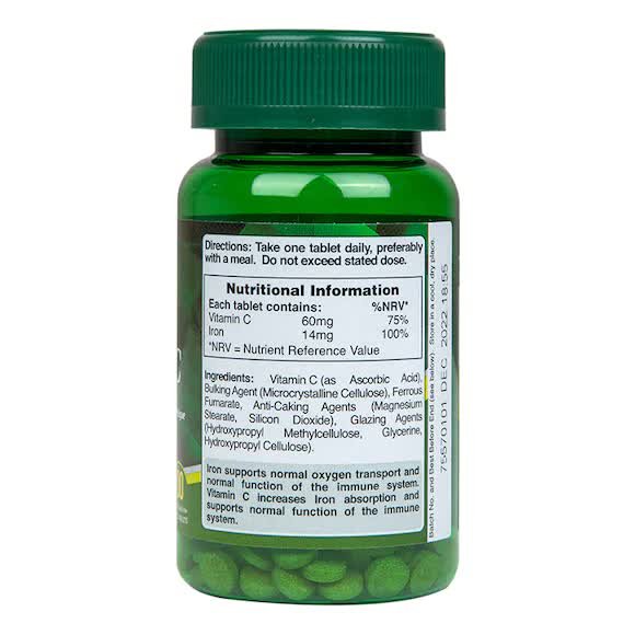 Holland & Barrett Iron & Vitamin C 14mg 100 Tablets composition