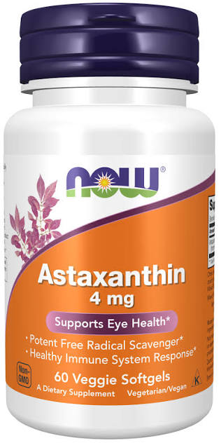 NOW Foods Astaxanthin 4 mg, 60 augalinių kapsulių