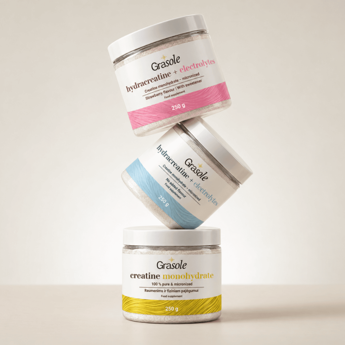 GraSole Hydracreatine + Electrolytes (braškių skonio)