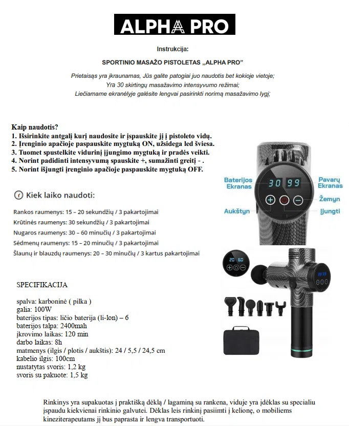 instruction manual for massage gun alpha pro