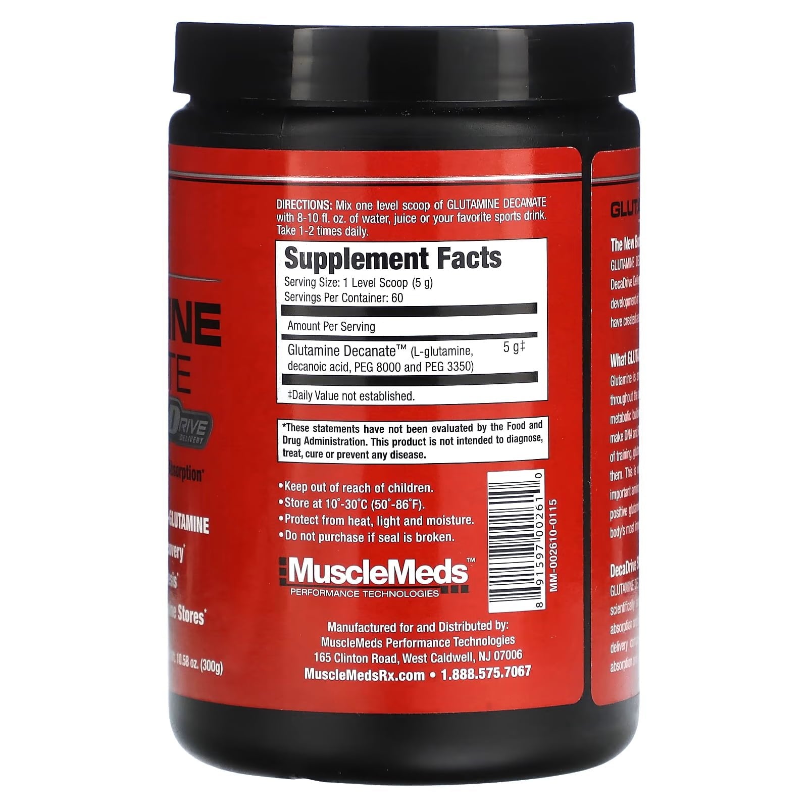 MuscleMeds Glutamine Decanate Nearomatizēts 300 g lēts