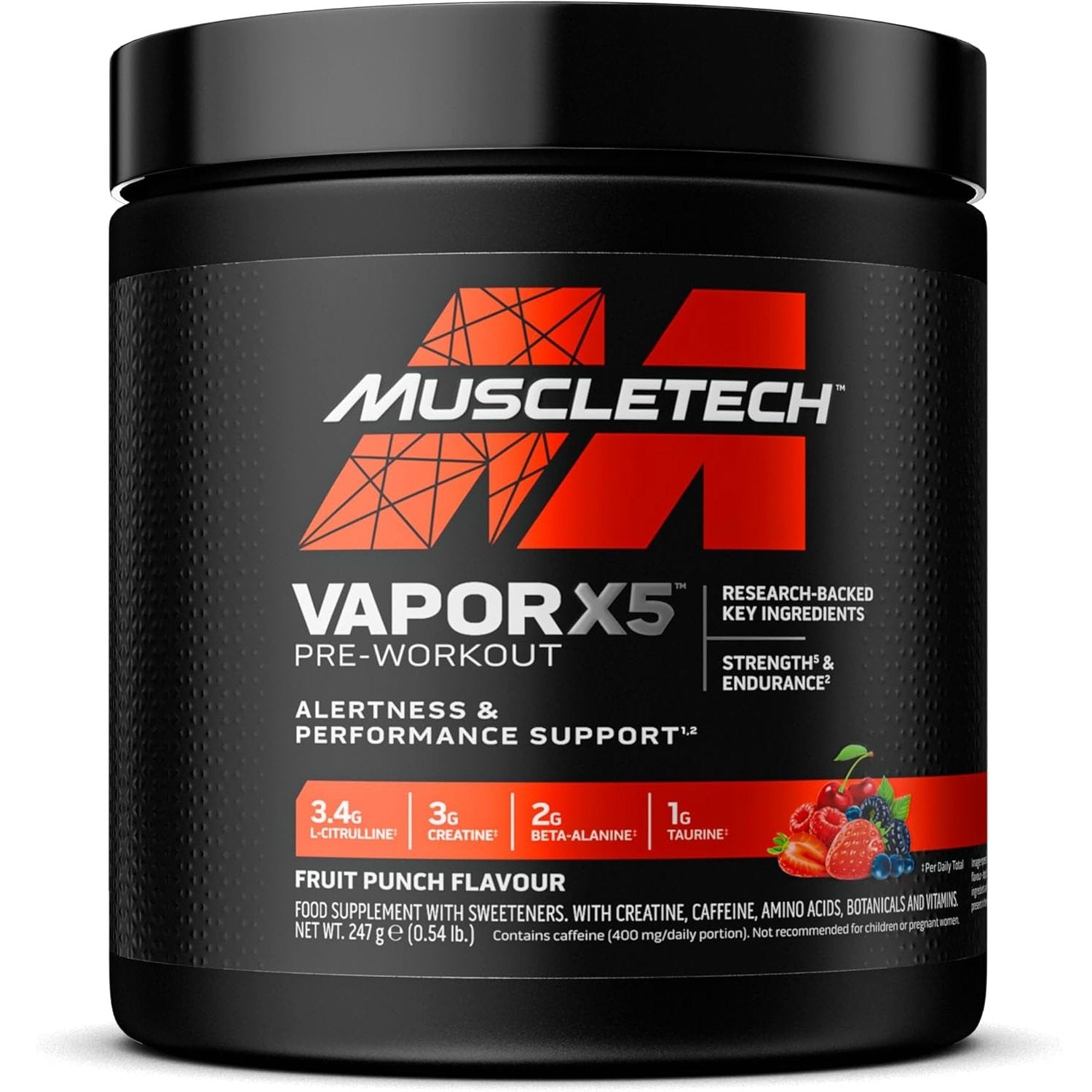 MuscleTech Vapor X5 pirms treniņa, Fruit Punch - 247 grami