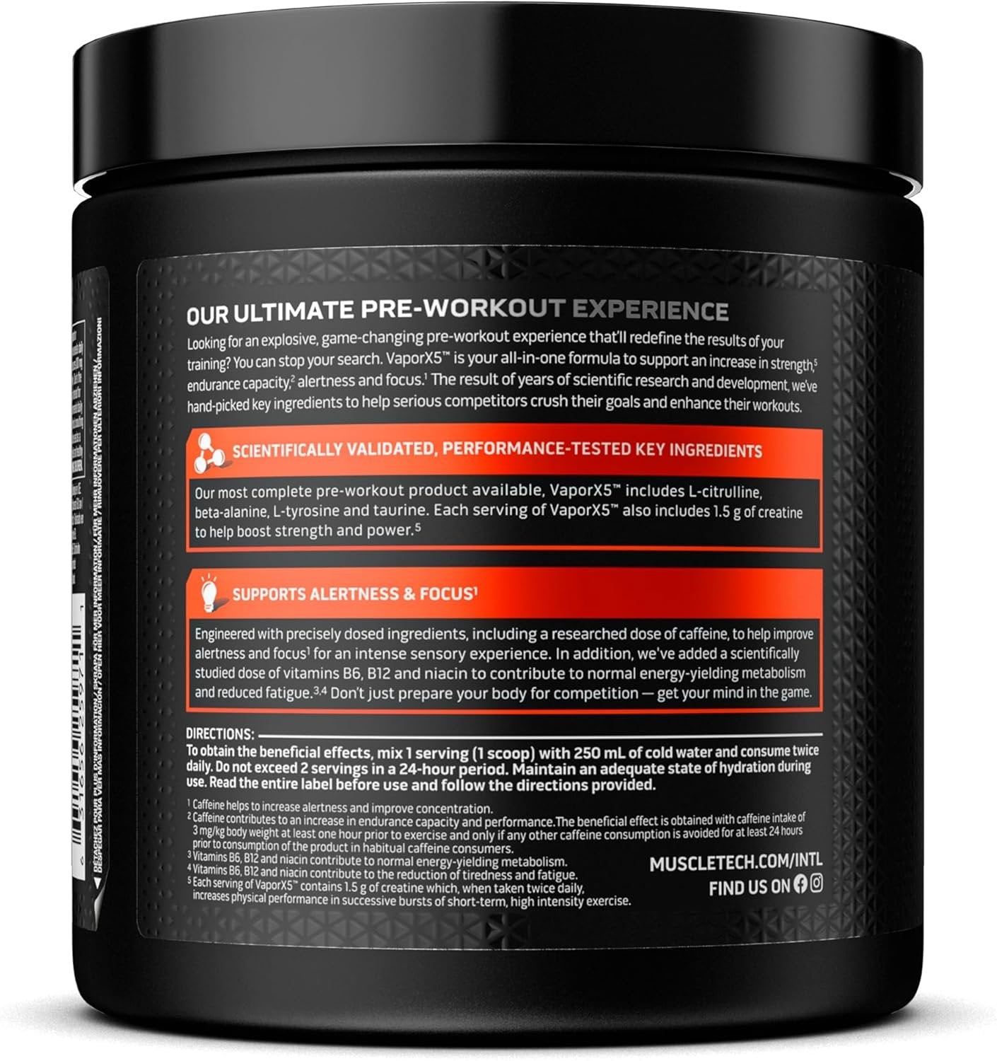 MuscleTech® VaporX5® patēriņš pirms treniņa - 247 - 252 grami