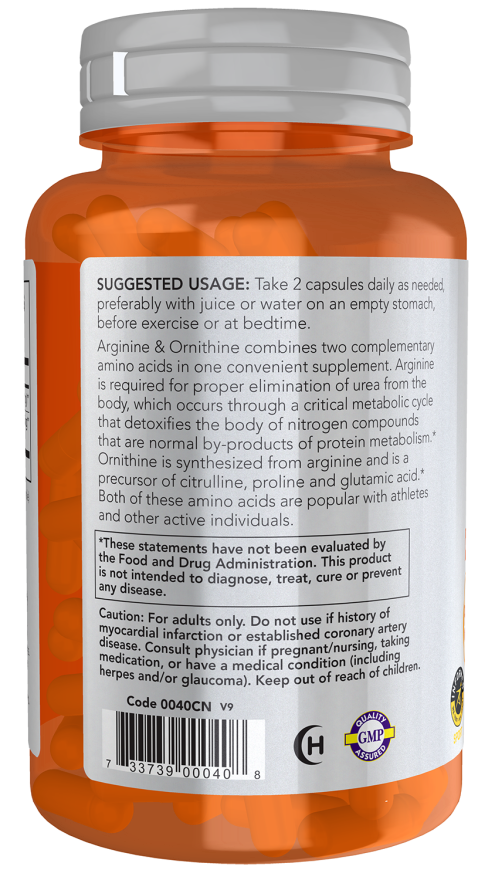 NOW Arginine & Ornithine 100 Veg. Use of capsules