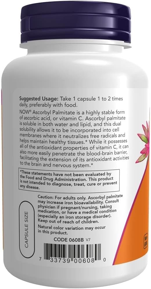 Usage of NOW Foods Ascorbyl Palmitate, 500mg - 100 vcaps