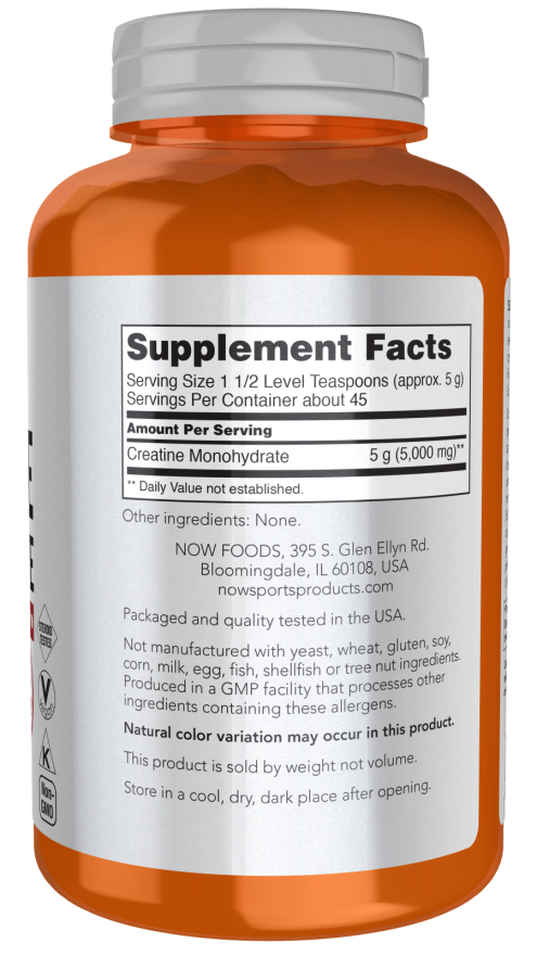 NOW Foods Creatine Monohydrate, Pure Powder - 227 gramu sastāvs