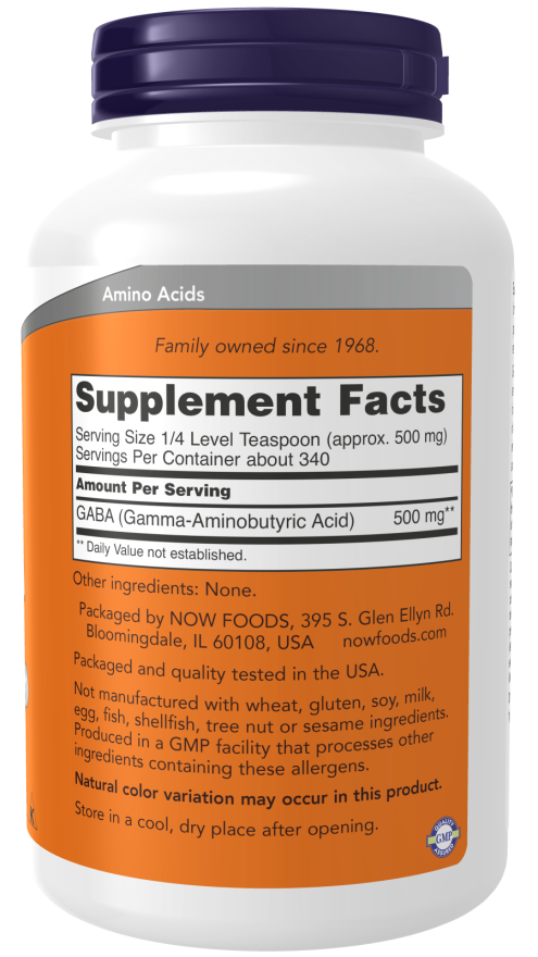 Composition of NOW Foods Gaba Pure Powder 170g